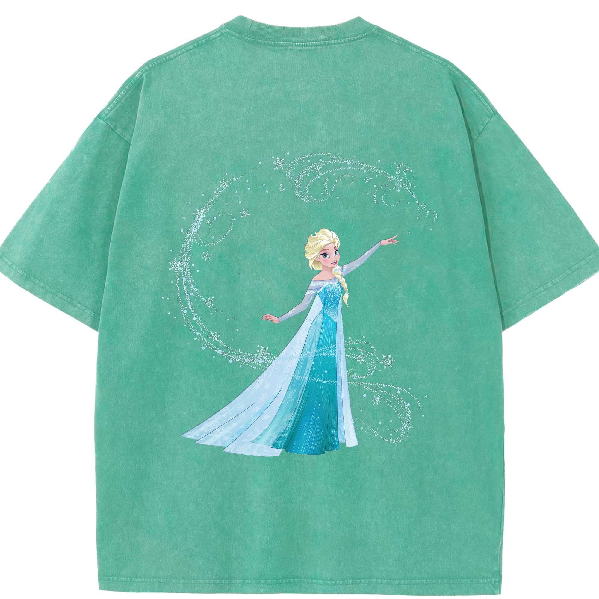 （画像用） アナと雪の女王 アンナ エルサ Frozen Anna Elsa 綿100% ヴィンテージ風 半袖Tシャツ（背面プリント）